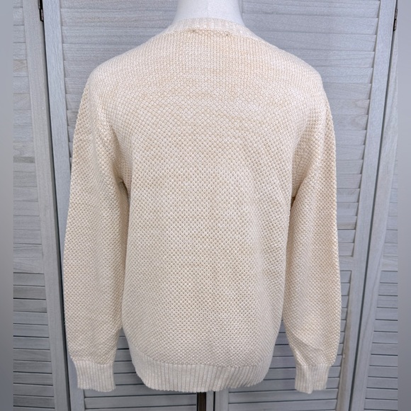 APPLESEED'S (Petites) Vintage 90's 100% Cotton Crewneck Sweater Beige/White-S/M - Picture 2 of 2
